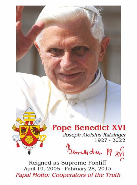 ** ENGLISH ** Special Limited Edition Collector's Series Commemorative Pope Benedict XVI Prayer Card
