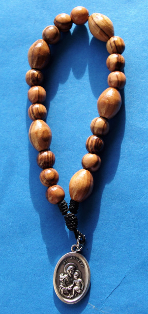 Joseph Wood Beads Chaplet of Saint Joseph Gift Holy Card Rosary Chaplet of St 