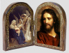 Catholic Artwork - Song of the Angels / Christ at 33 Wood Diptych