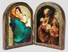 Catholic Wood Diptych of the Madonna of the Streets and St. Joseph with baby Jesus