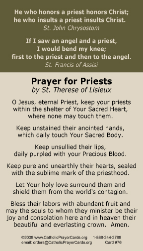 (ENGLISH) PRAYER FOR PRIESTS CARD