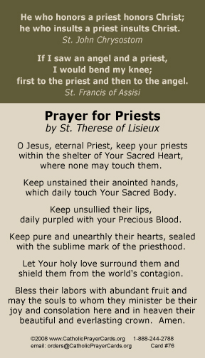 LARGE - Prayer for Priests Card