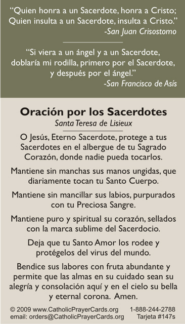 Prayer Card Oracion A Santa Teresa