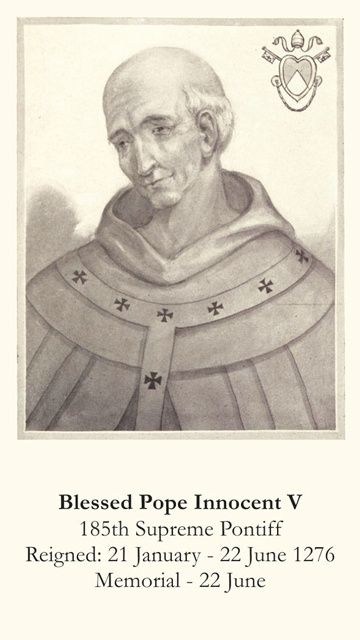 Blessed Pope Innocent V Prayer Card